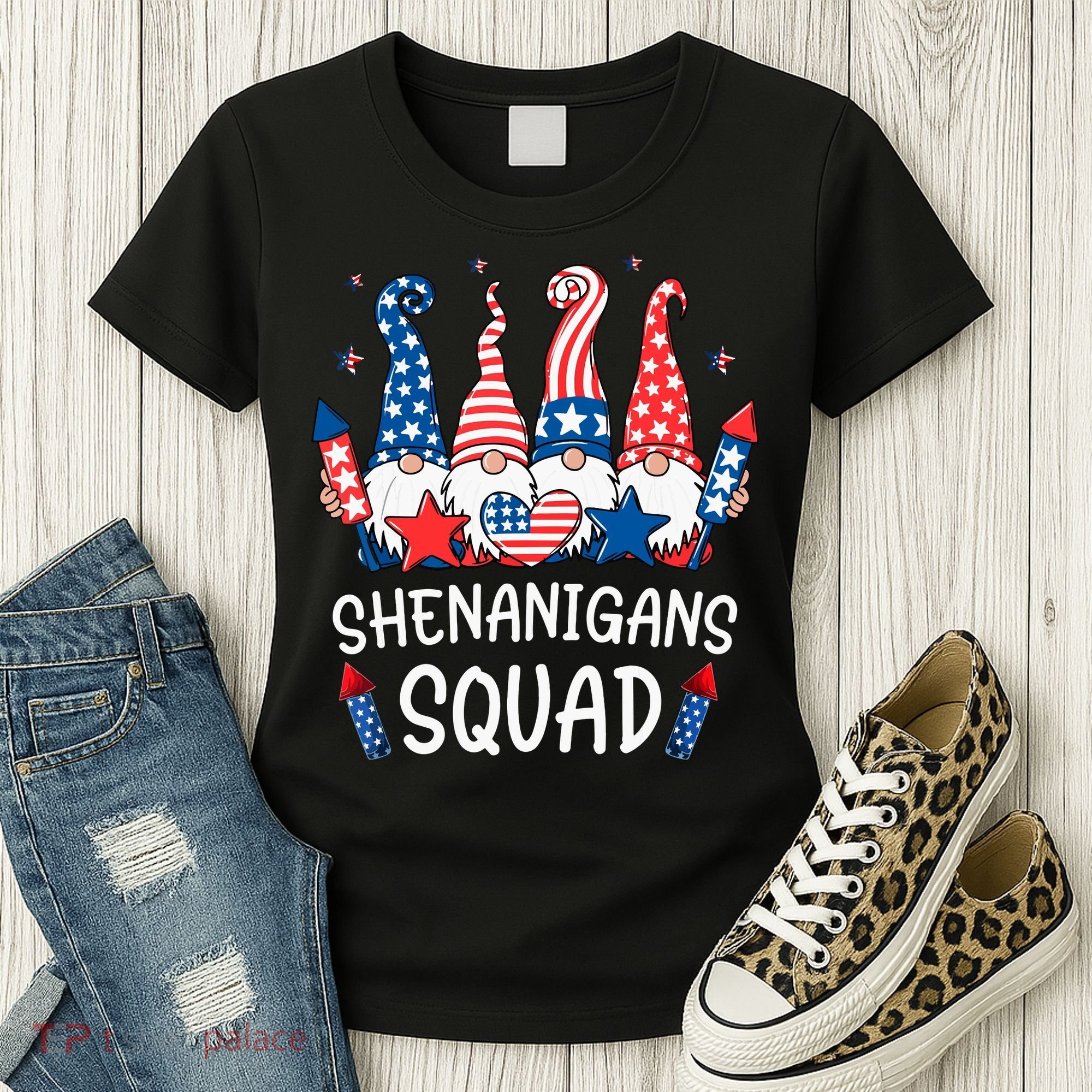 Patriotic Gnomes 4th Of July Funny Shenanigans Squad Women's T-Shirt