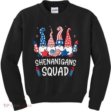 Patriotic Gnomes 4th Of July Funny Shenanigans Squad Kids Sweatshirt