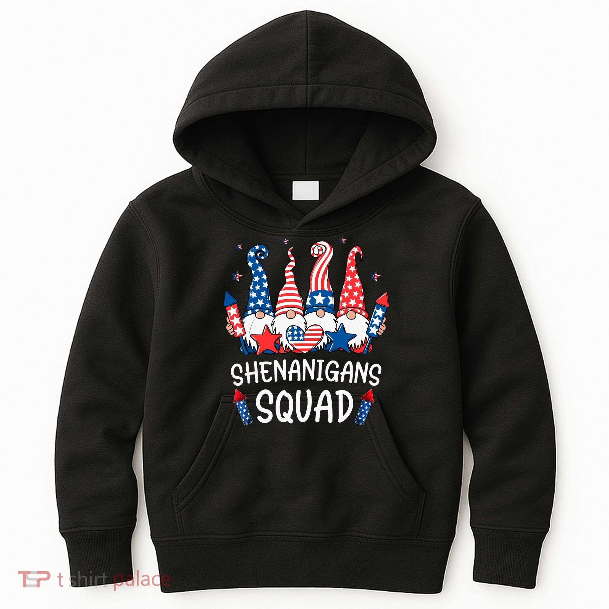 Patriotic Gnomes 4th Of July Funny Shenanigans Squad Kids Hoodie