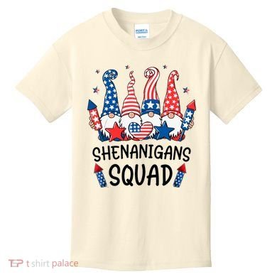 Patriotic Gnomes 4th Of July Funny Shenanigans Squad Kids T-Shirt