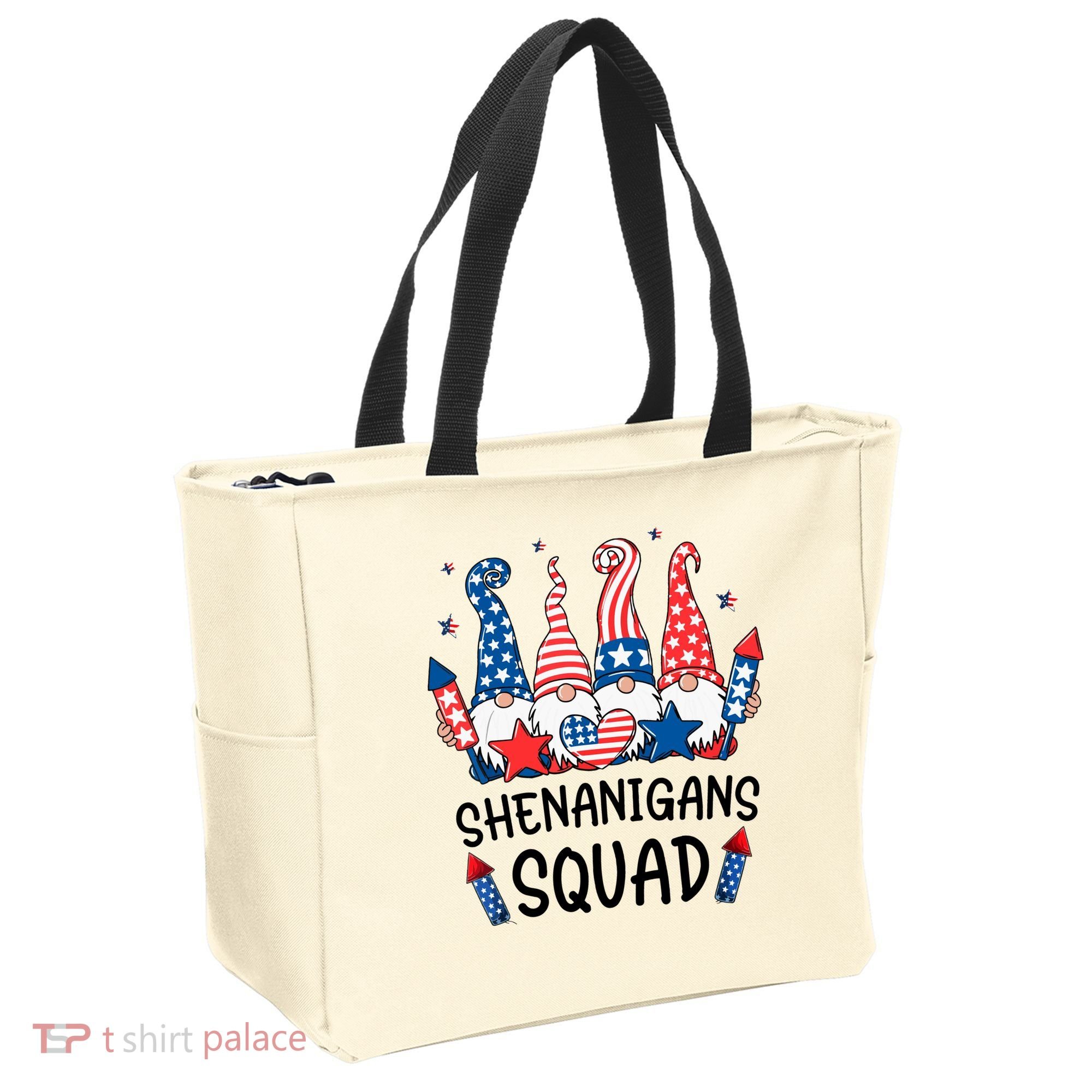Patriotic Gnomes 4th Of July Funny Shenanigans Squad Tote Bag
