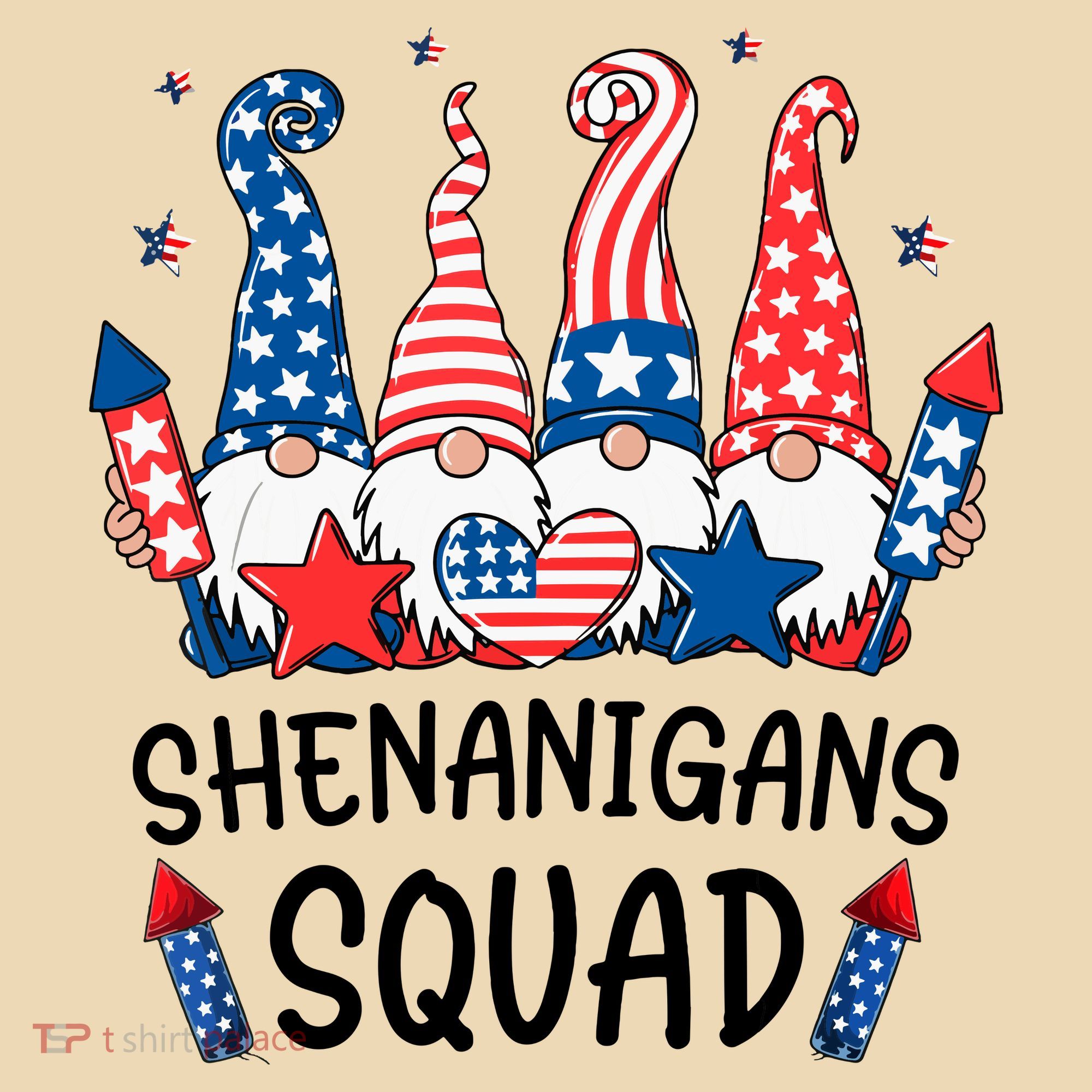 Patriotic Gnomes 4th Of July Funny Shenanigans Squad Tote Bag
