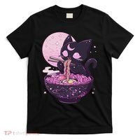 Pastel Goth Aesthetic Kawaii Creepy Cat Eating Ramen Noodles T-Shirt thumb 0