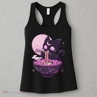 Pastel Goth Aesthetic Kawaii Creepy Cat Eating Ramen Noodles Women's Tank Top thumb 3