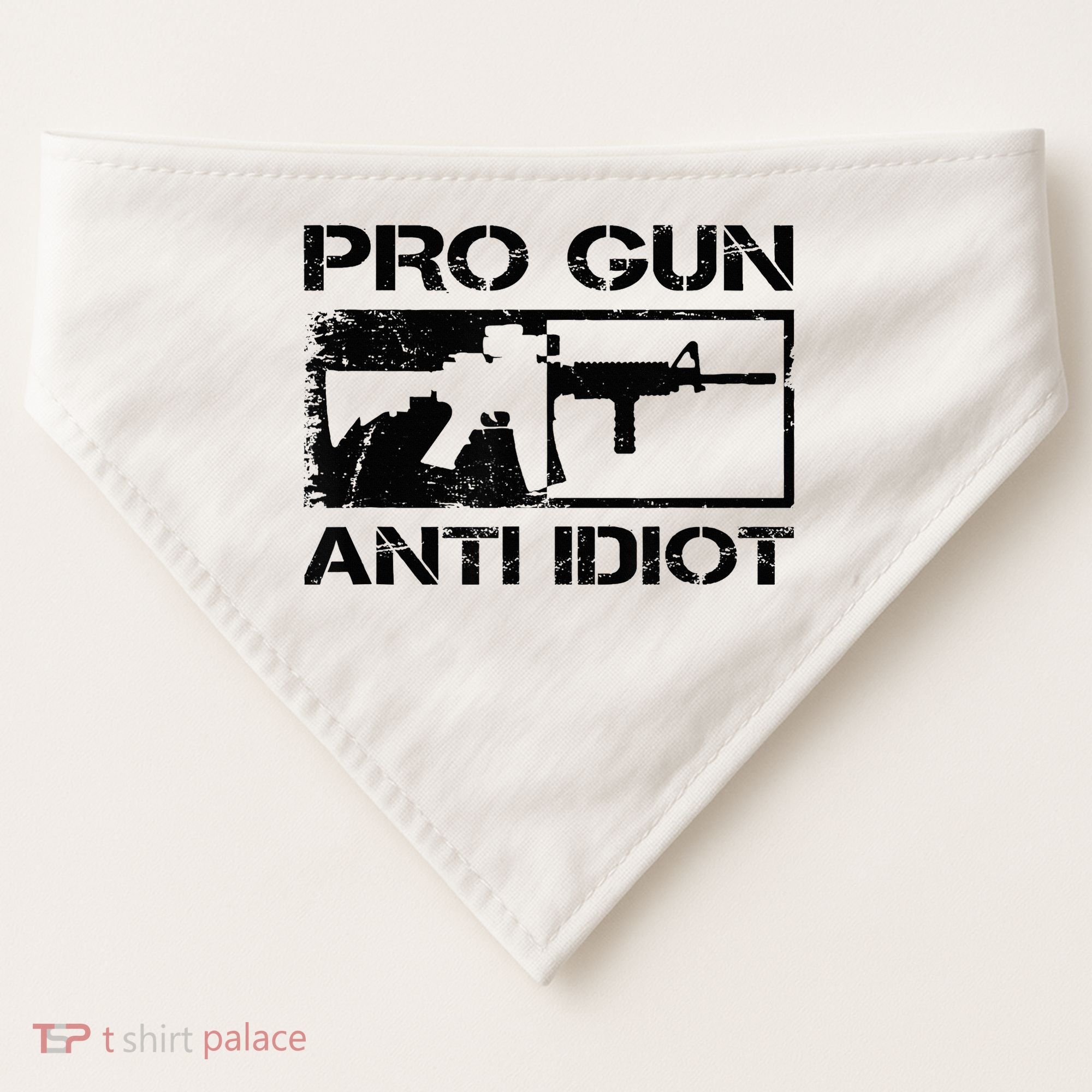 Pro Gun Anti Idiot 2nd Amendment Ar15 Rifle Gun Rights USA-Made Doggie Bandana