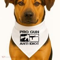 Pro Gun Anti Idiot 2nd Amendment Ar15 Rifle Gun Rights USA-Made Doggie Bandana thumb 1