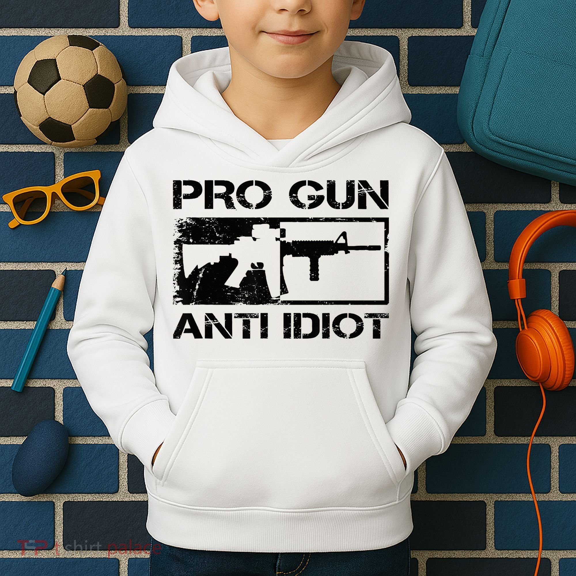 Pro Gun Anti Idiot 2nd Amendment Ar15 Rifle Gun Rights Kids Hoodie