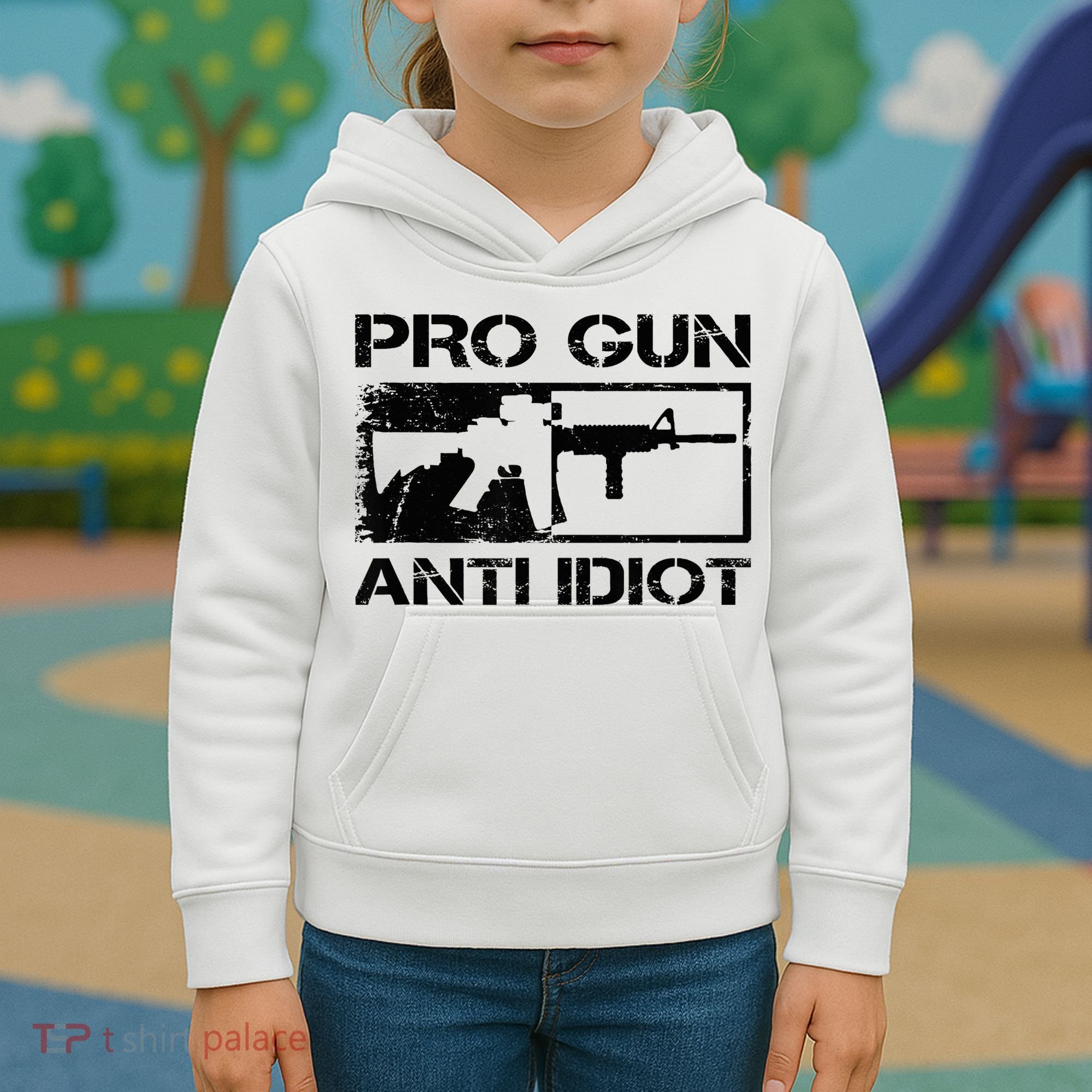 Pro Gun Anti Idiot 2nd Amendment Ar15 Rifle Gun Rights Kids Hoodie