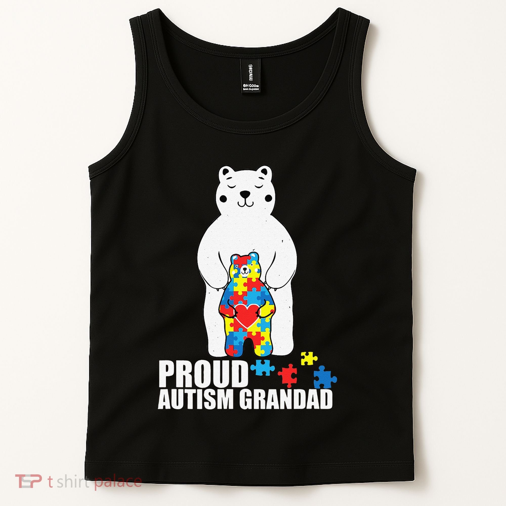 Proud Grandad Bear Autism Awareness Love Autistic Tank Top