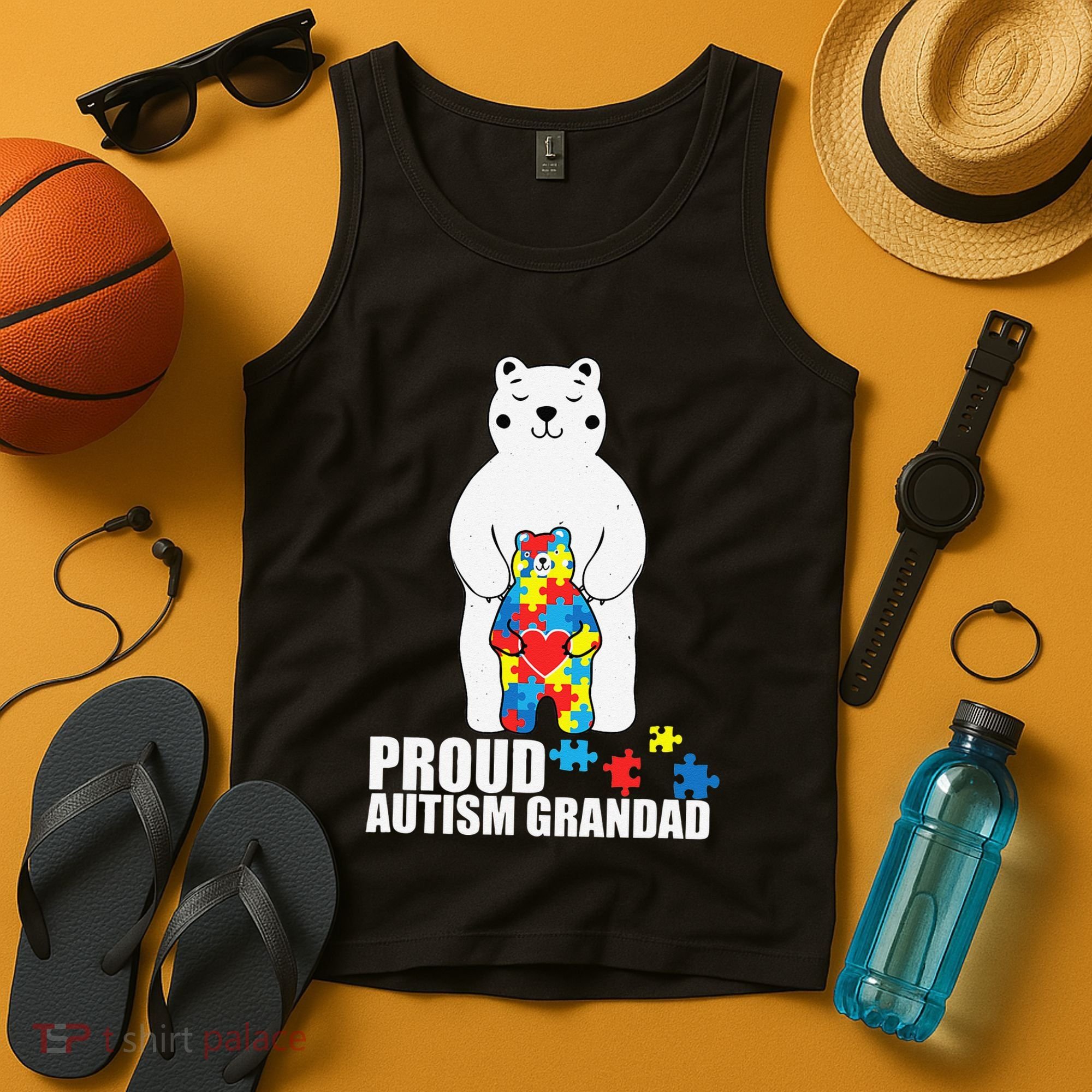 Proud Grandad Bear Autism Awareness Love Autistic Tank Top