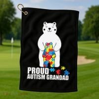 Proud Grandad Bear Autism Awareness Love Autistic Golf Towel thumb 1