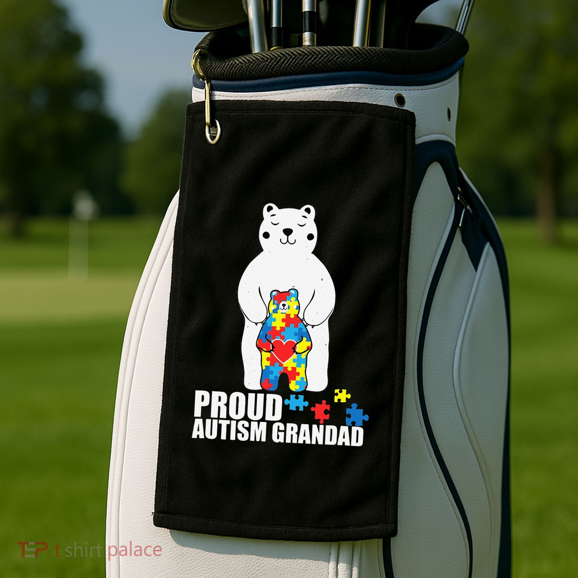 Proud Grandad Bear Autism Awareness Love Autistic Golf Towel