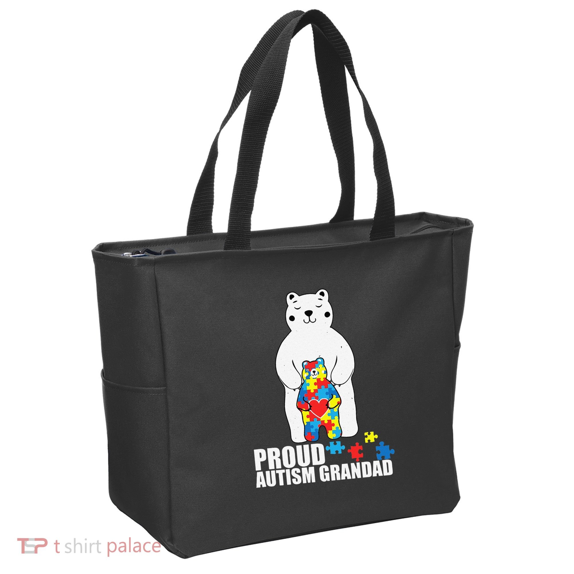 Proud Grandad Bear Autism Awareness Love Autistic Tote Bag