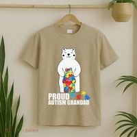 Proud Grandad Bear Autism Awareness Love Autistic T-Shirt thumb 2