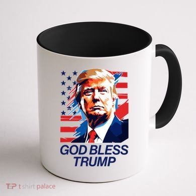Patriotic God Bless Trump Coffee Mug back