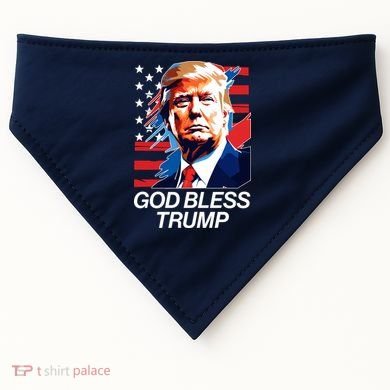 Patriotic God Bless Trump USA-Made Doggie Bandana