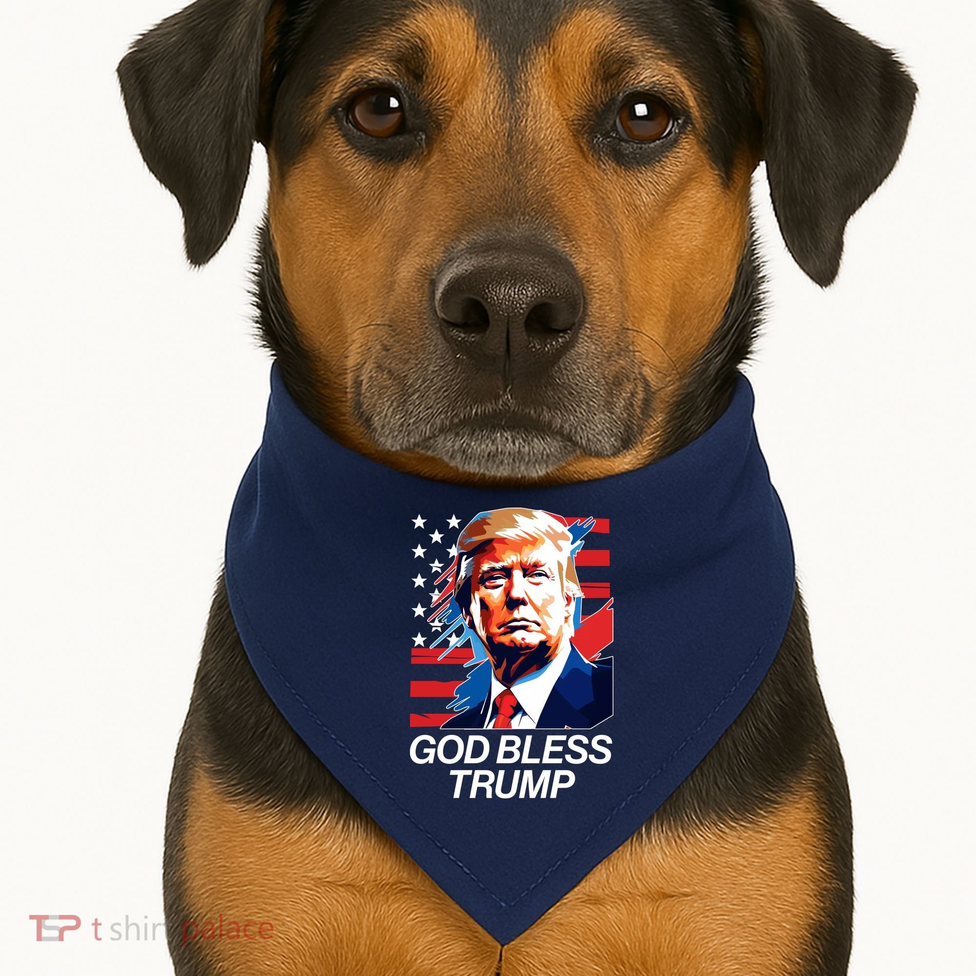 Patriotic God Bless Trump USA-Made Doggie Bandana