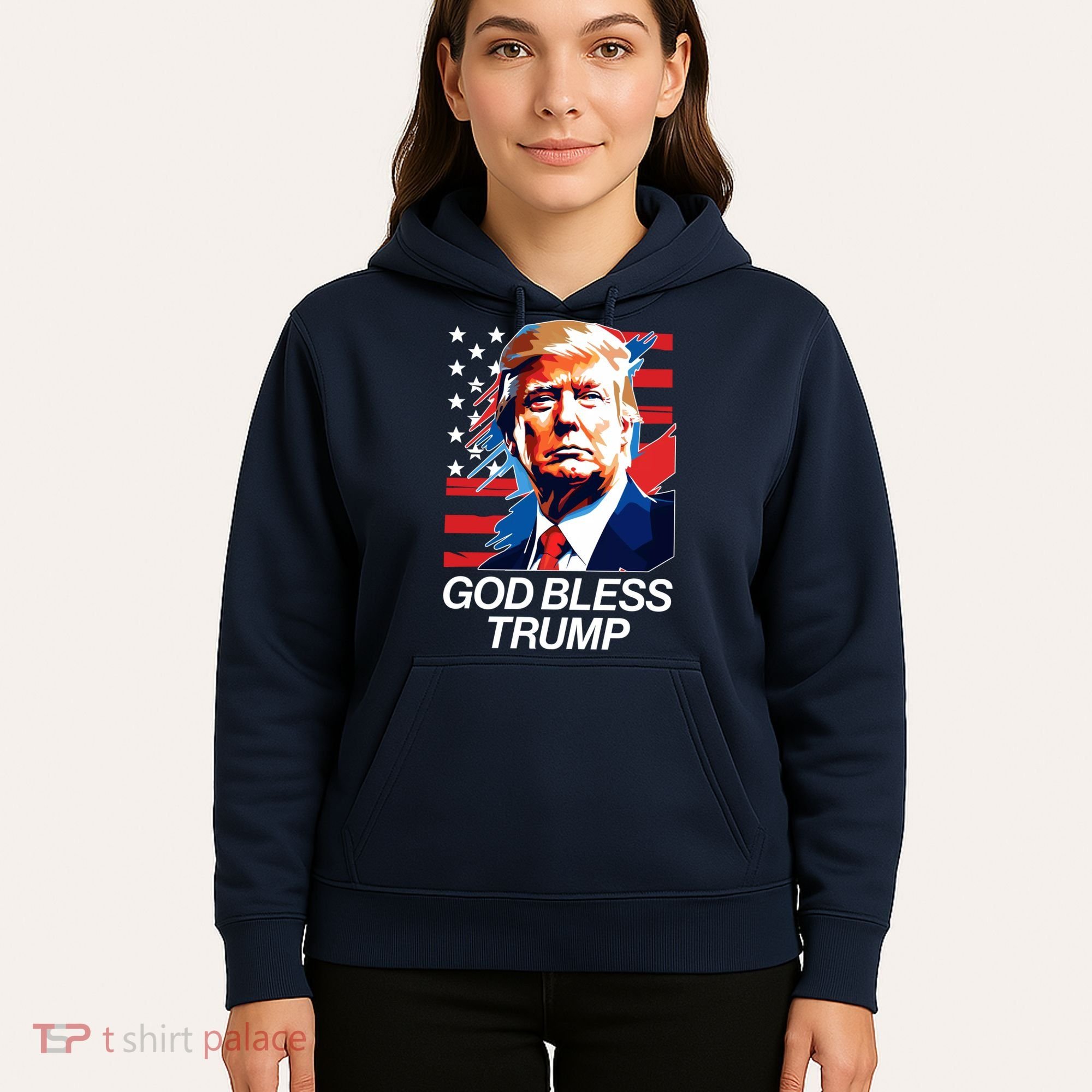 Patriotic God Bless Trump Hoodie