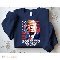 Patriotic God Bless Trump Sweatshirt thumb 2