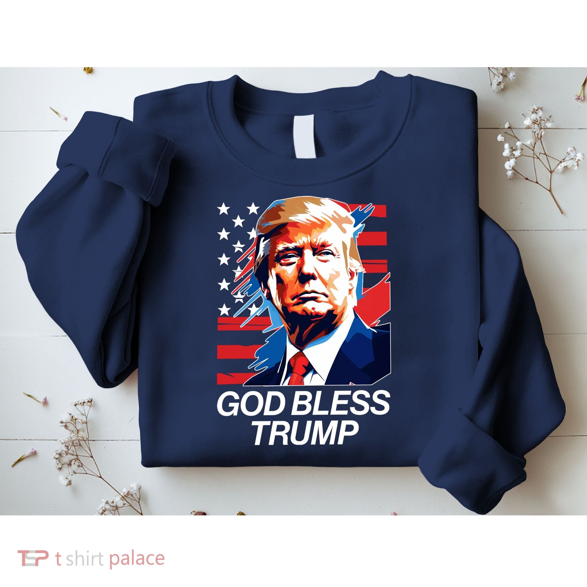 Patriotic God Bless Trump Sweatshirt