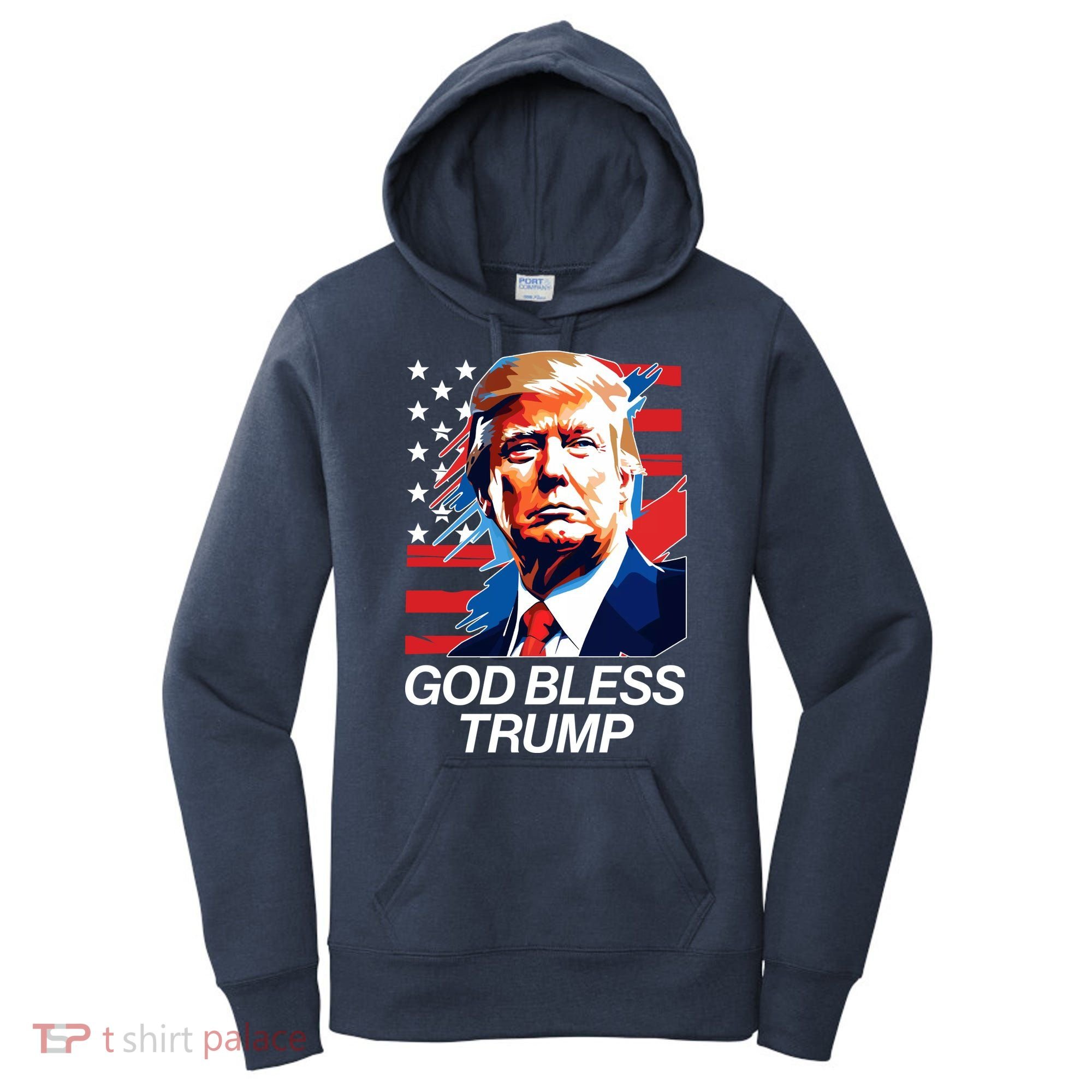 Patriotic God Bless Trump Women's Hoodie
