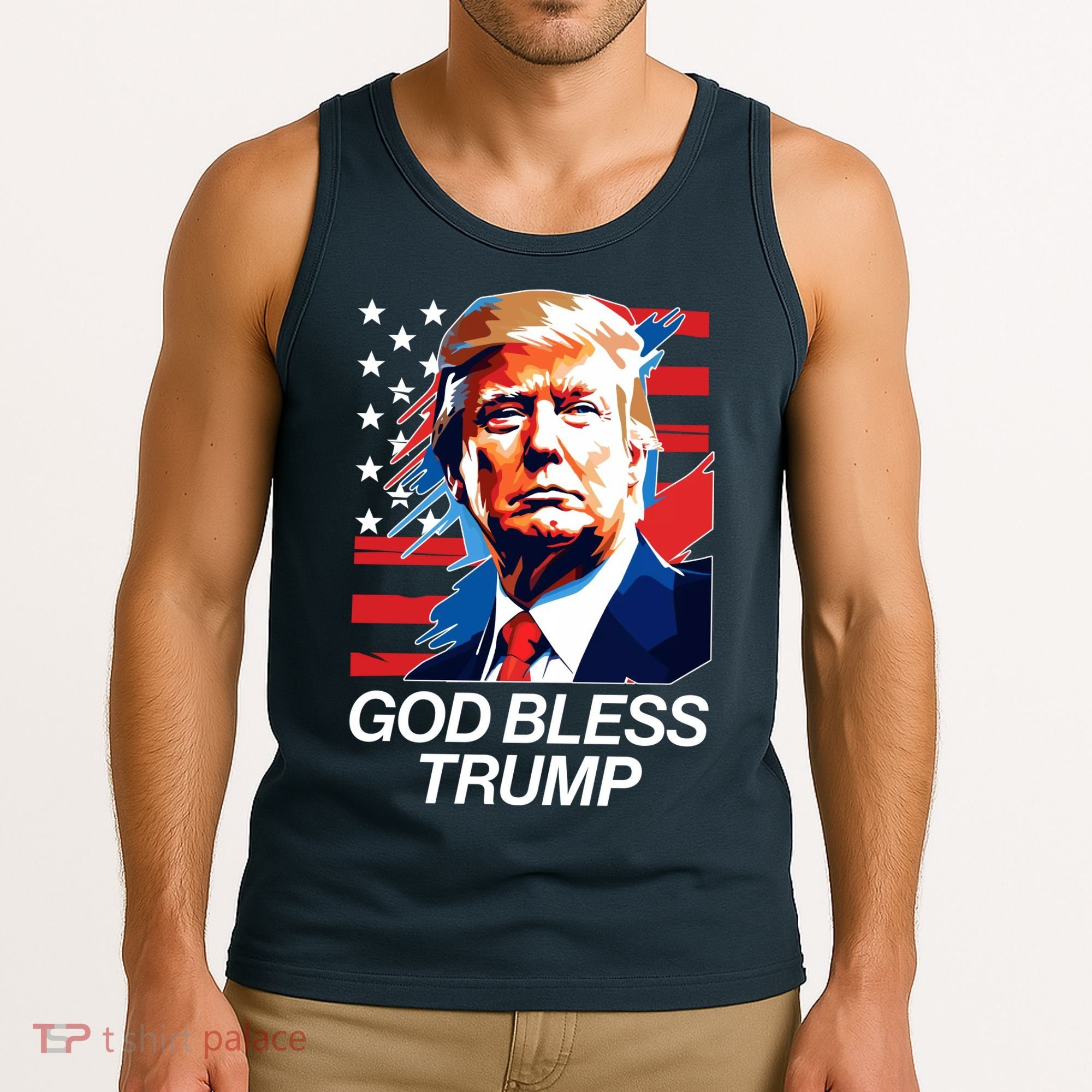Patriotic God Bless Trump Tank Top