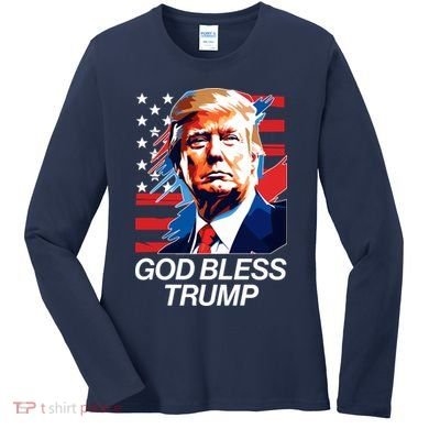 Patriotic God Bless Trump Women's Long Sleeve Shirt