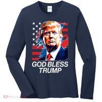 Patriotic God Bless Trump Women's Long Sleeve Shirt thumb 0