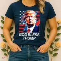 Patriotic God Bless Trump Women's T-Shirt thumb 2