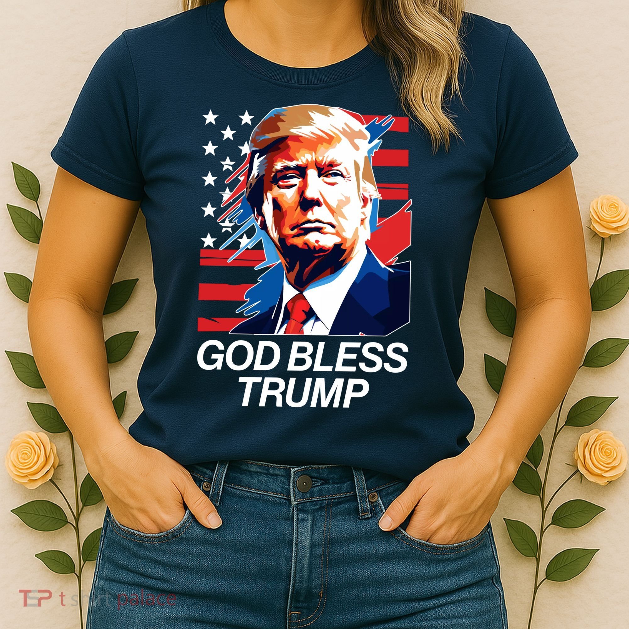 Patriotic God Bless Trump Women's T-Shirt