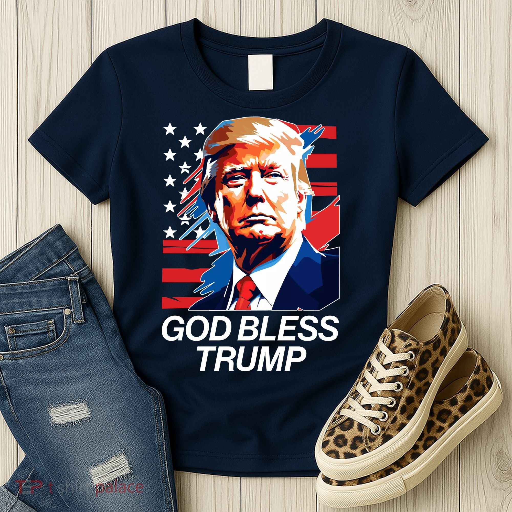 Patriotic God Bless Trump Women's T-Shirt