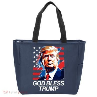 Patriotic God Bless Trump Tote Bag