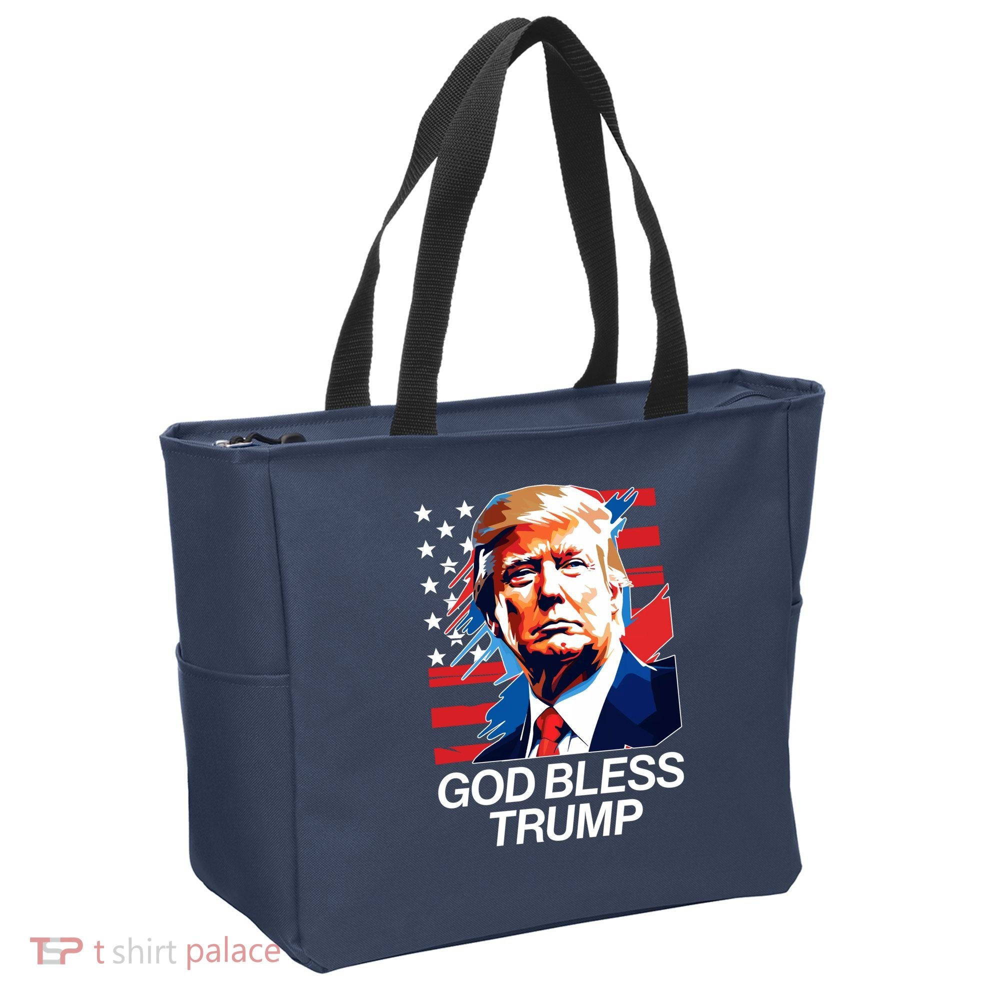 Patriotic God Bless Trump Tote Bag