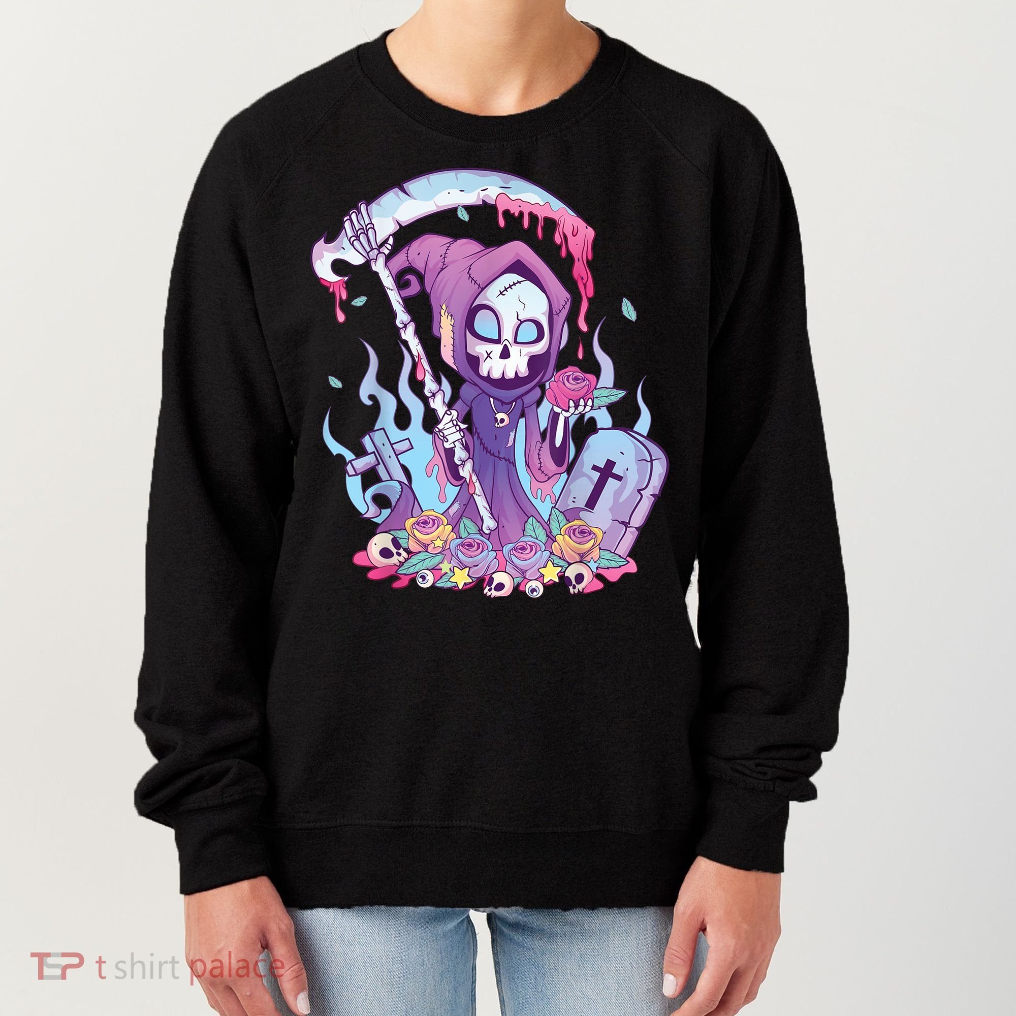 Pastel Goth Creepy Death Grim Reaper Kawaii Occult Menhera Women's Sweatshirt