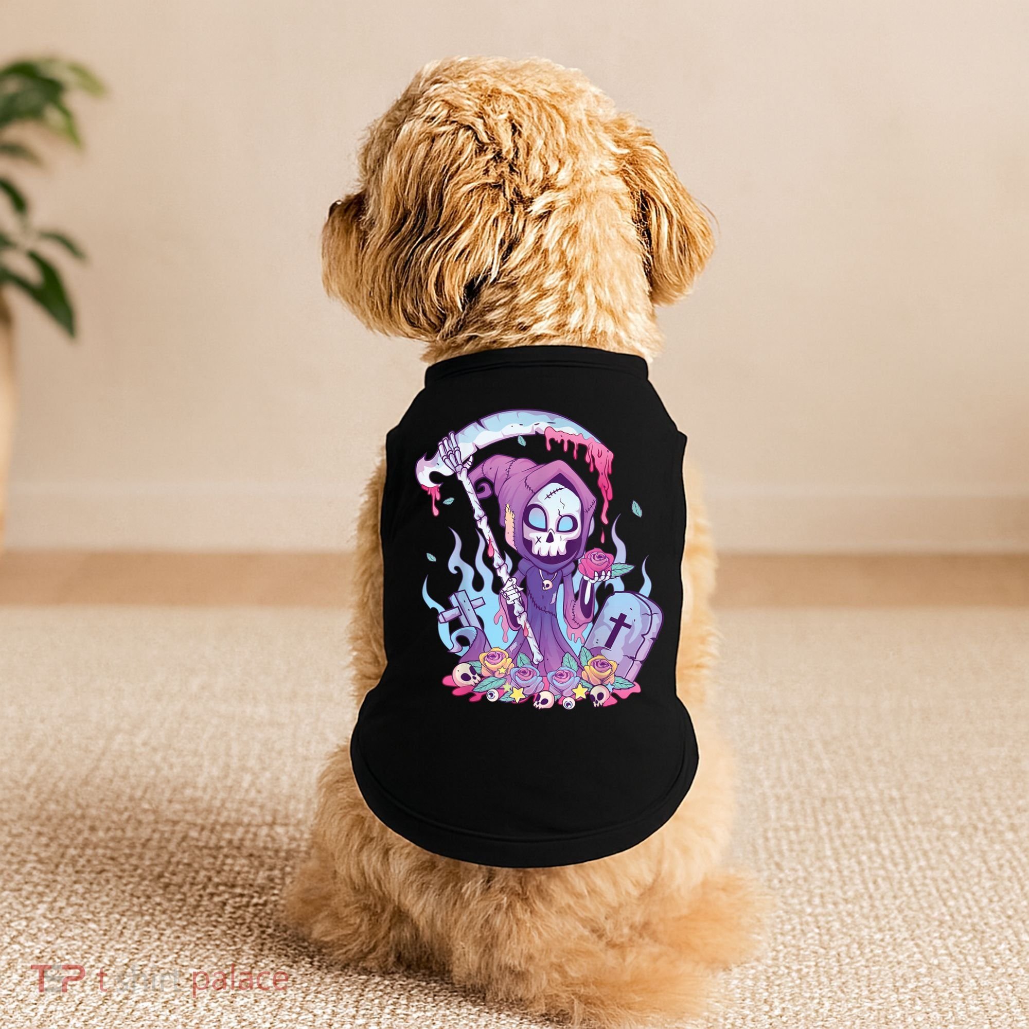 Pastel Goth Creepy Death Grim Reaper Kawaii Occult Menhera Doggie Tank