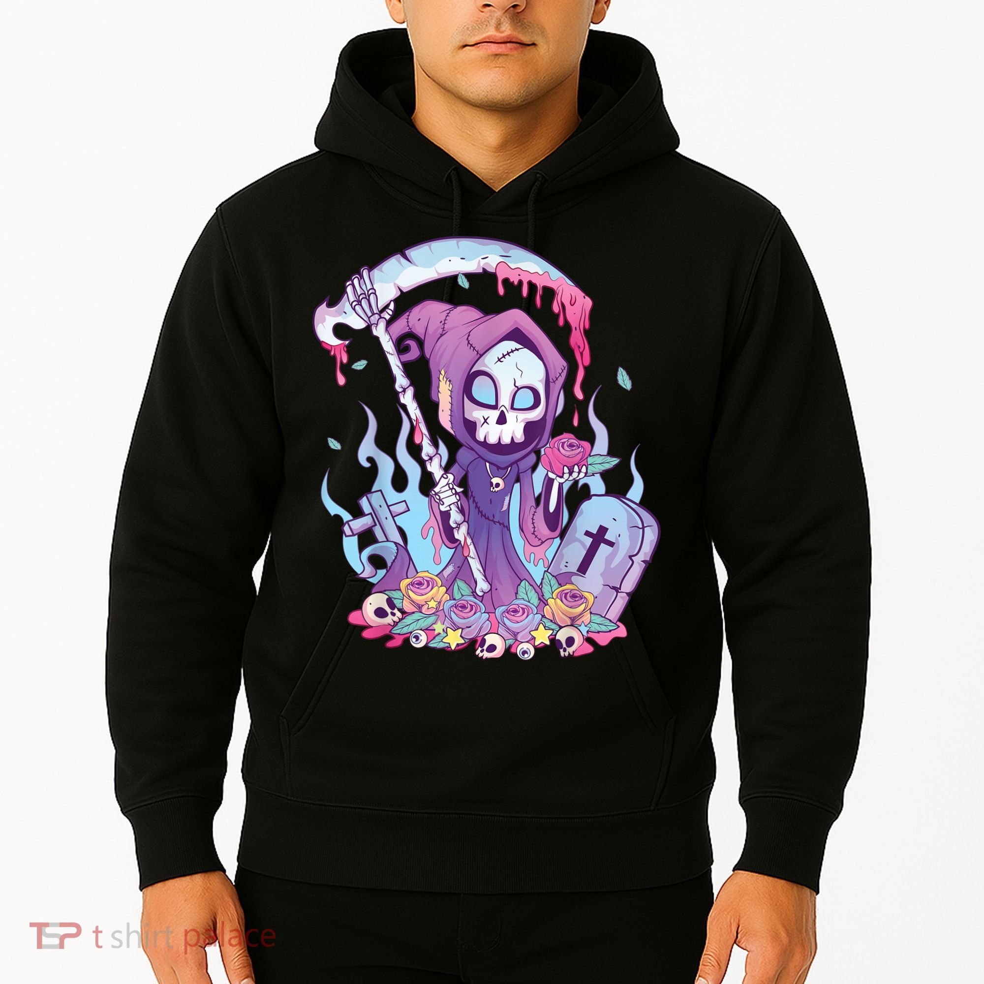 Pastel Goth Creepy Death Grim Reaper Kawaii Occult Menhera Hoodie