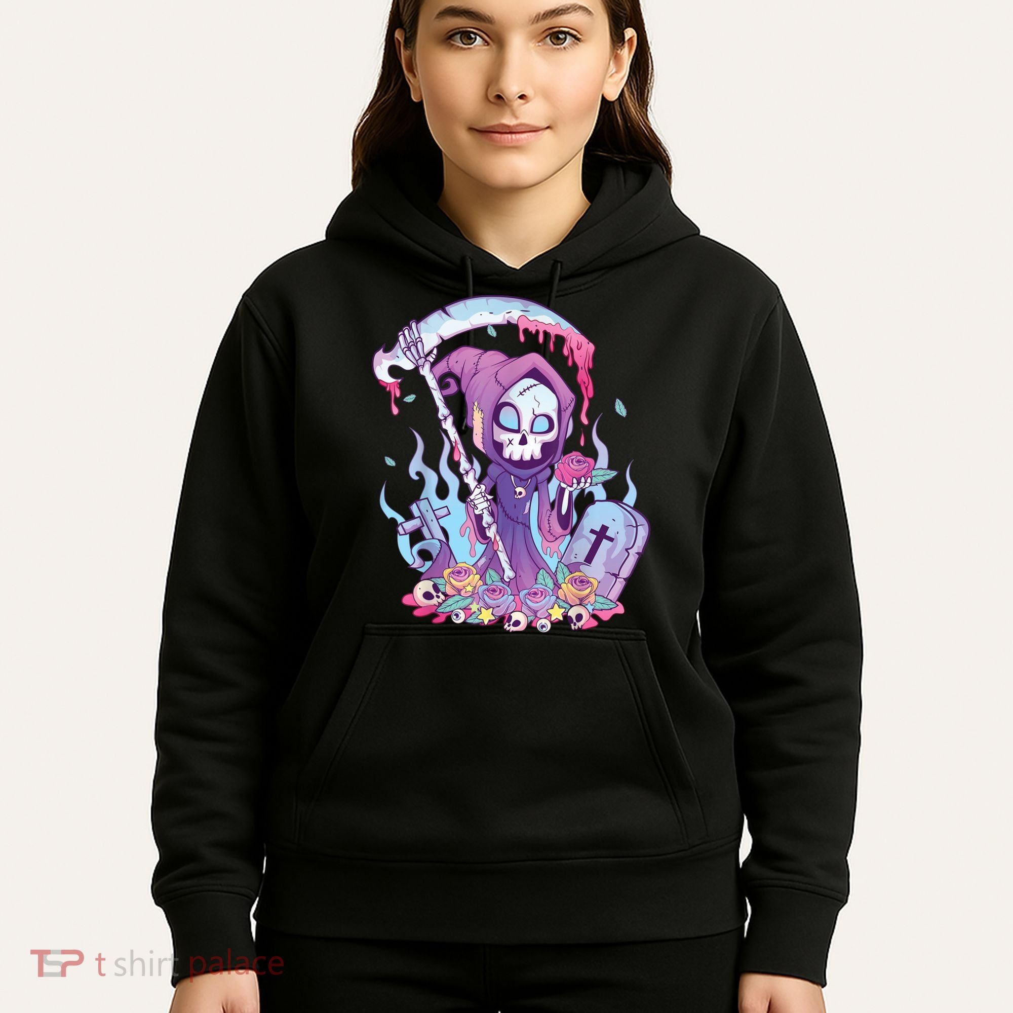 Pastel Goth Creepy Death Grim Reaper Kawaii Occult Menhera Hoodie