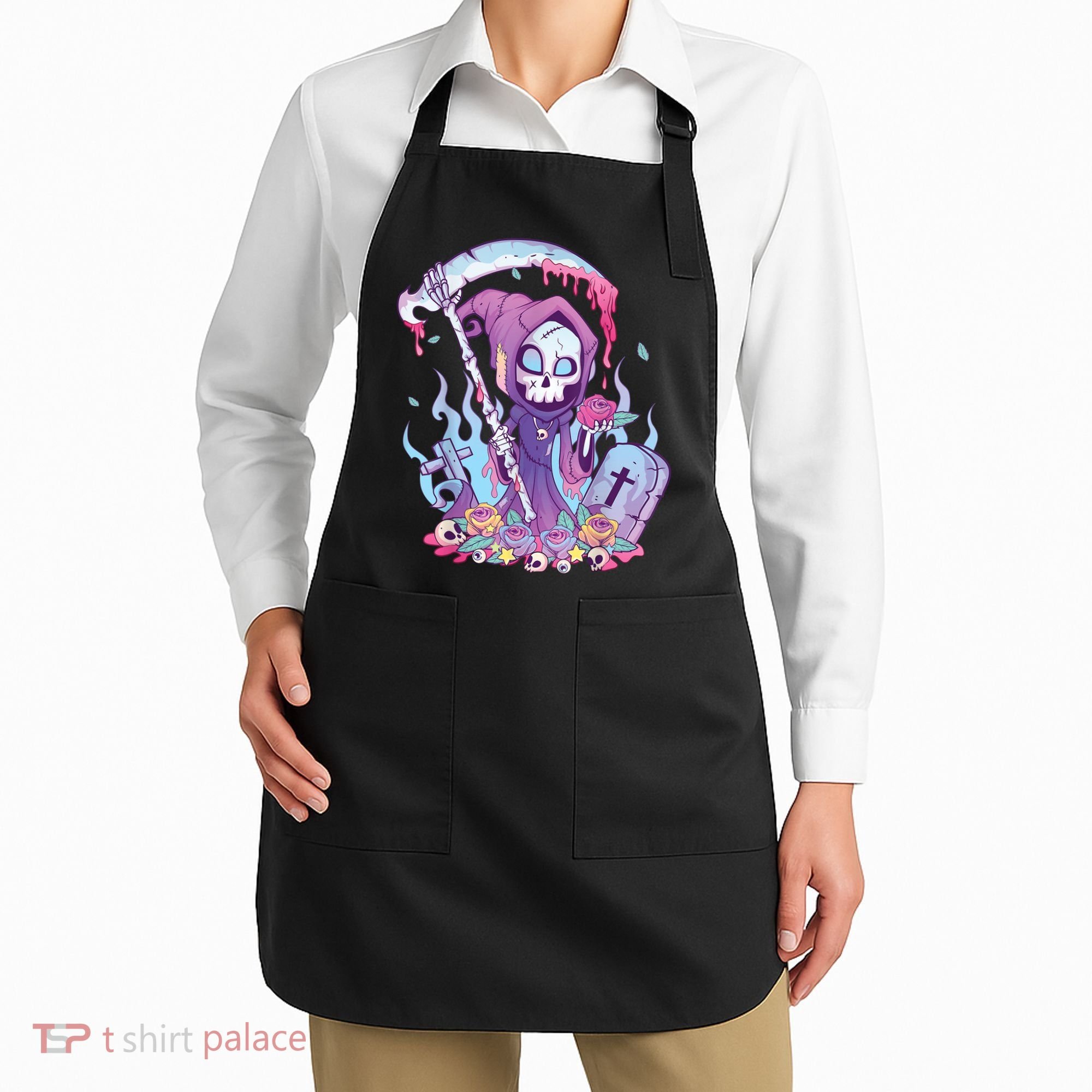 Pastel Goth Creepy Death Grim Reaper Kawaii Occult Menhera Apron