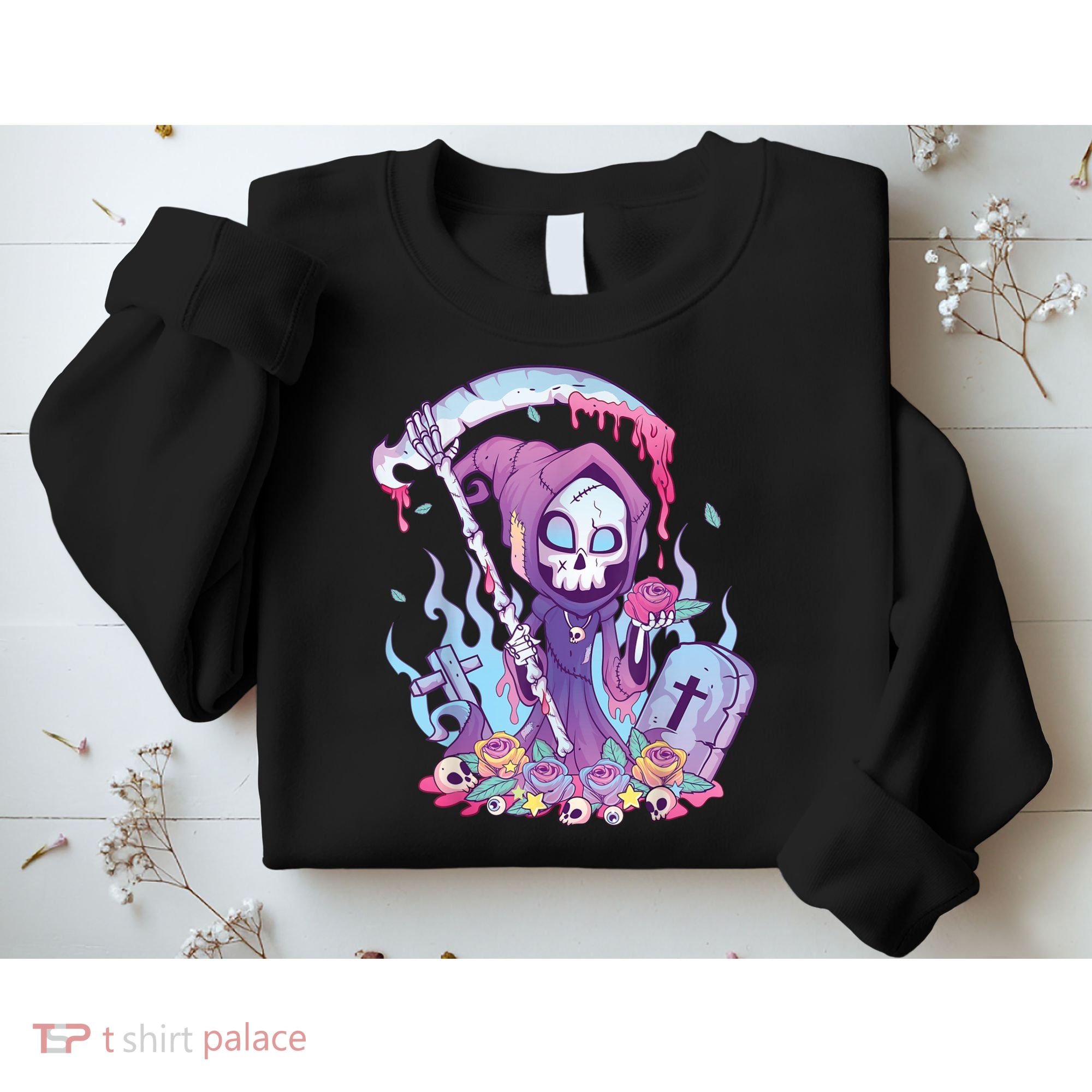 Pastel Goth Creepy Death Grim Reaper Kawaii Occult Menhera Sweatshirt