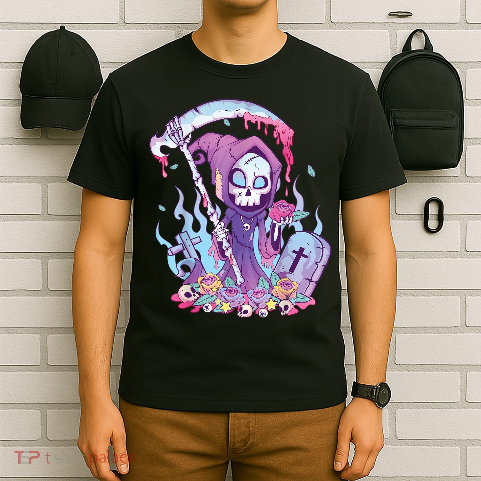 Pastel Goth Creepy Death Grim Reaper Kawaii Occult Menhera T-Shirt