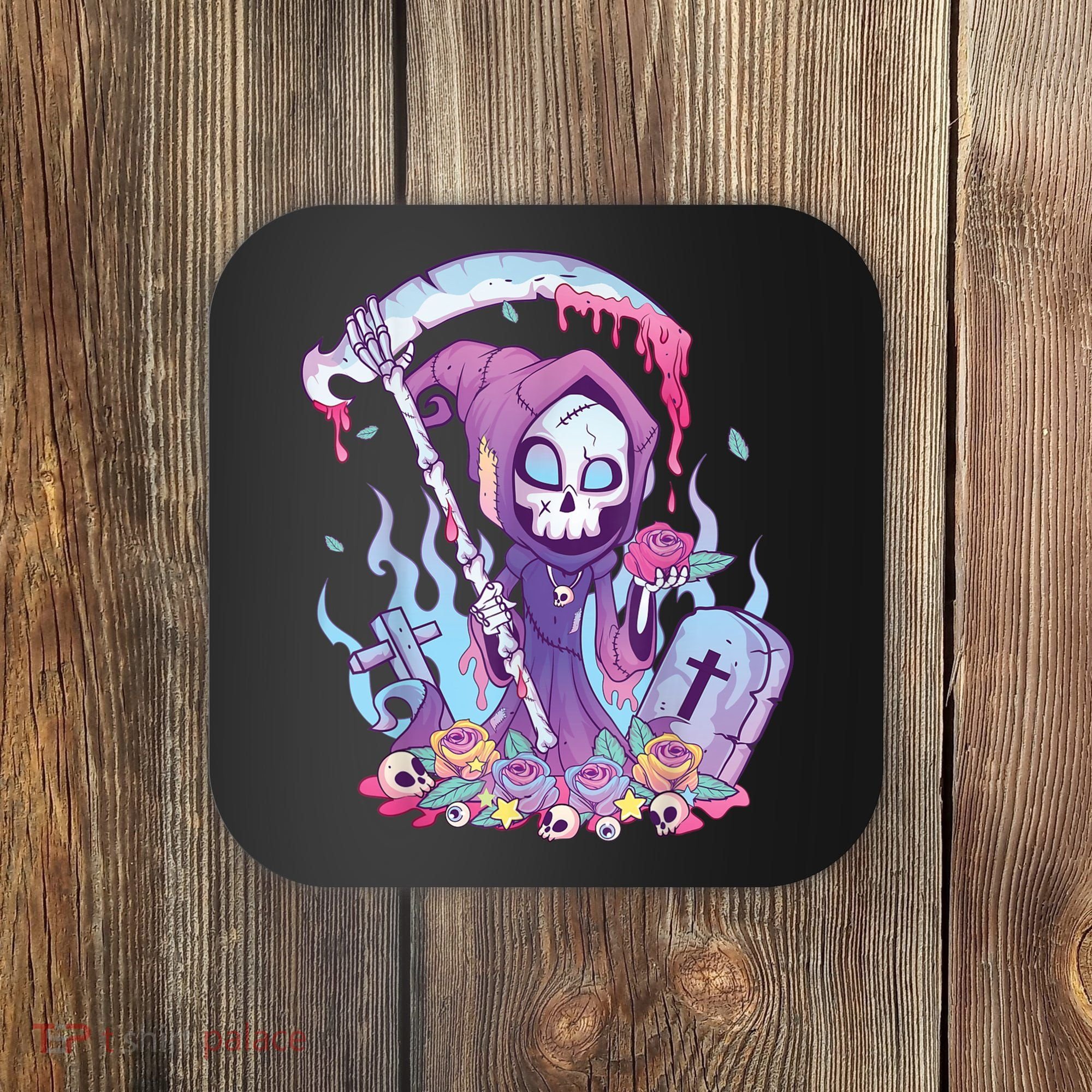 Pastel Goth Creepy Death Grim Reaper Kawaii Occult Menhera Coaster