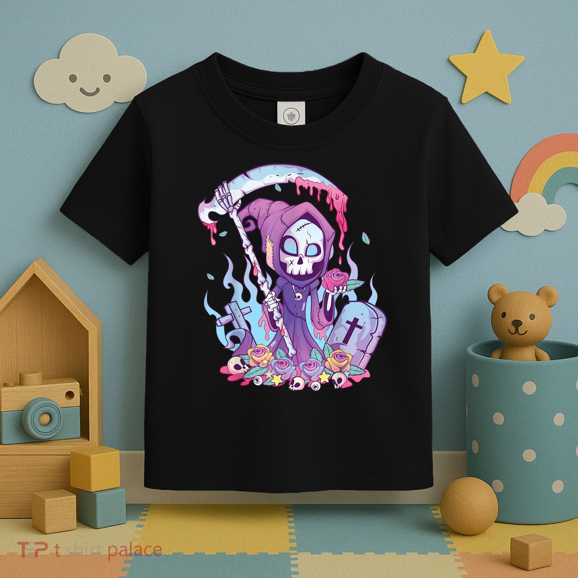 Pastel Goth Creepy Death Grim Reaper Kawaii Occult Menhera Toddler T-Shirt