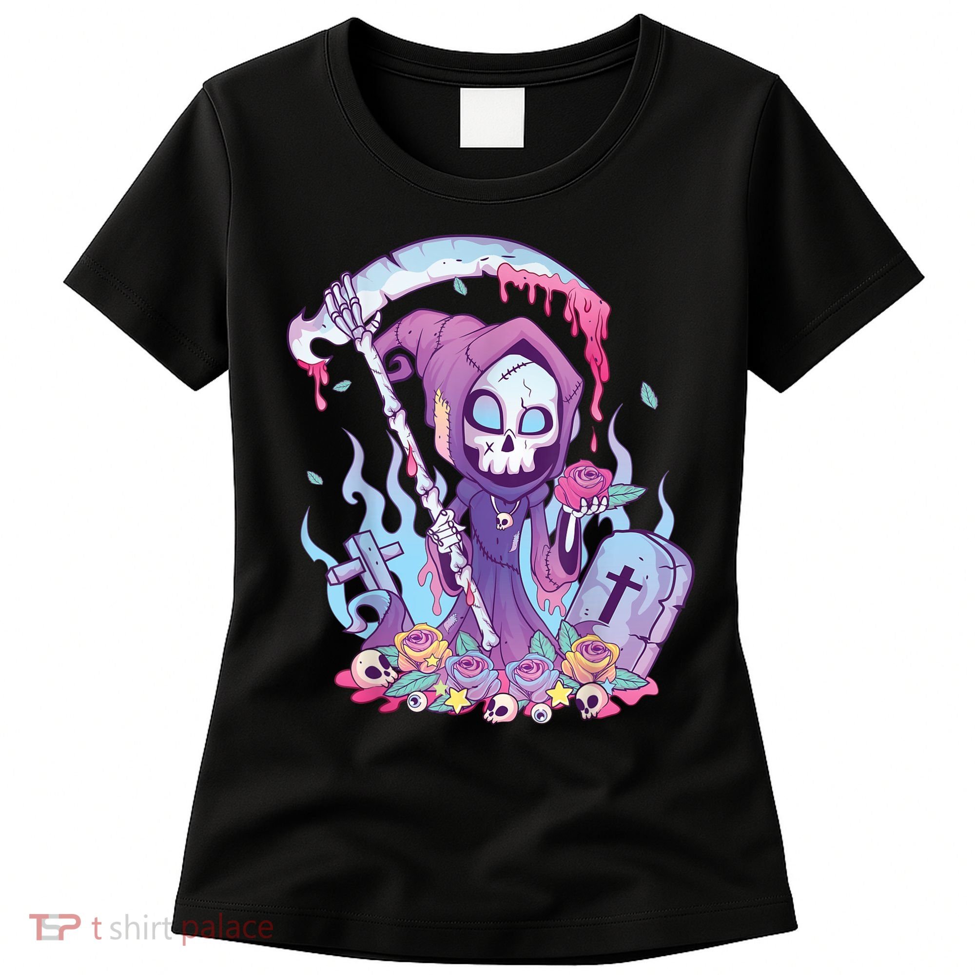 Pastel Goth Creepy Death Grim Reaper Kawaii Occult Menhera Women's T-Shirt