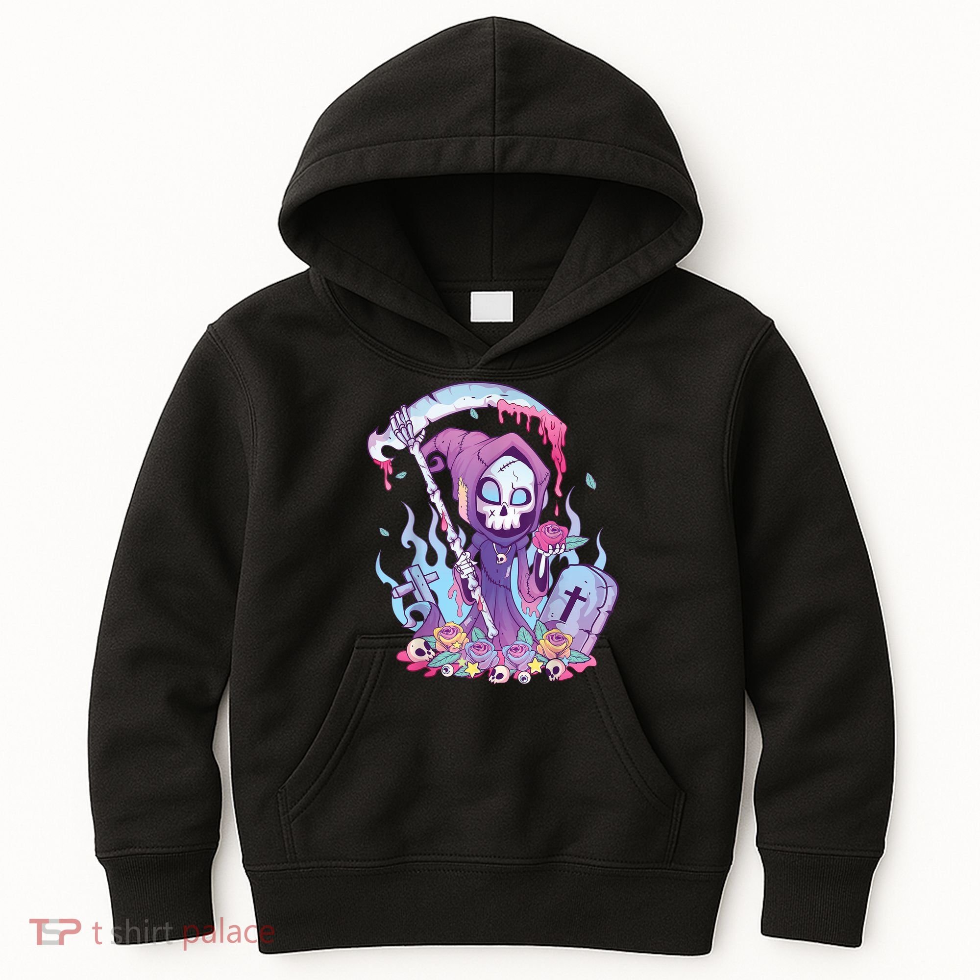 Pastel Goth Creepy Death Grim Reaper Kawaii Occult Menhera Kids Hoodie