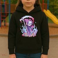 Pastel Goth Creepy Death Grim Reaper Kawaii Occult Menhera Kids Hoodie thumb 3