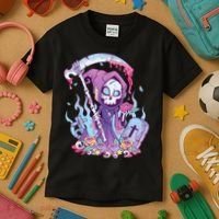 Pastel Goth Creepy Death Grim Reaper Kawaii Occult Menhera Kids T-Shirt thumb 3