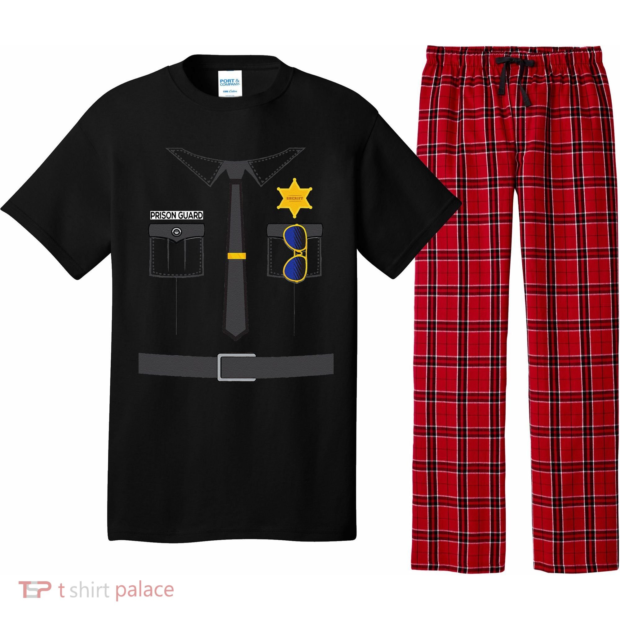 Prison Guard Correctional Officer Easy Halloween Costume Fun Pajama Set