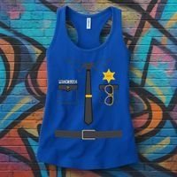Prison Guard Correctional Officer Easy Halloween Costume Fun Women's Tank Top thumb 3