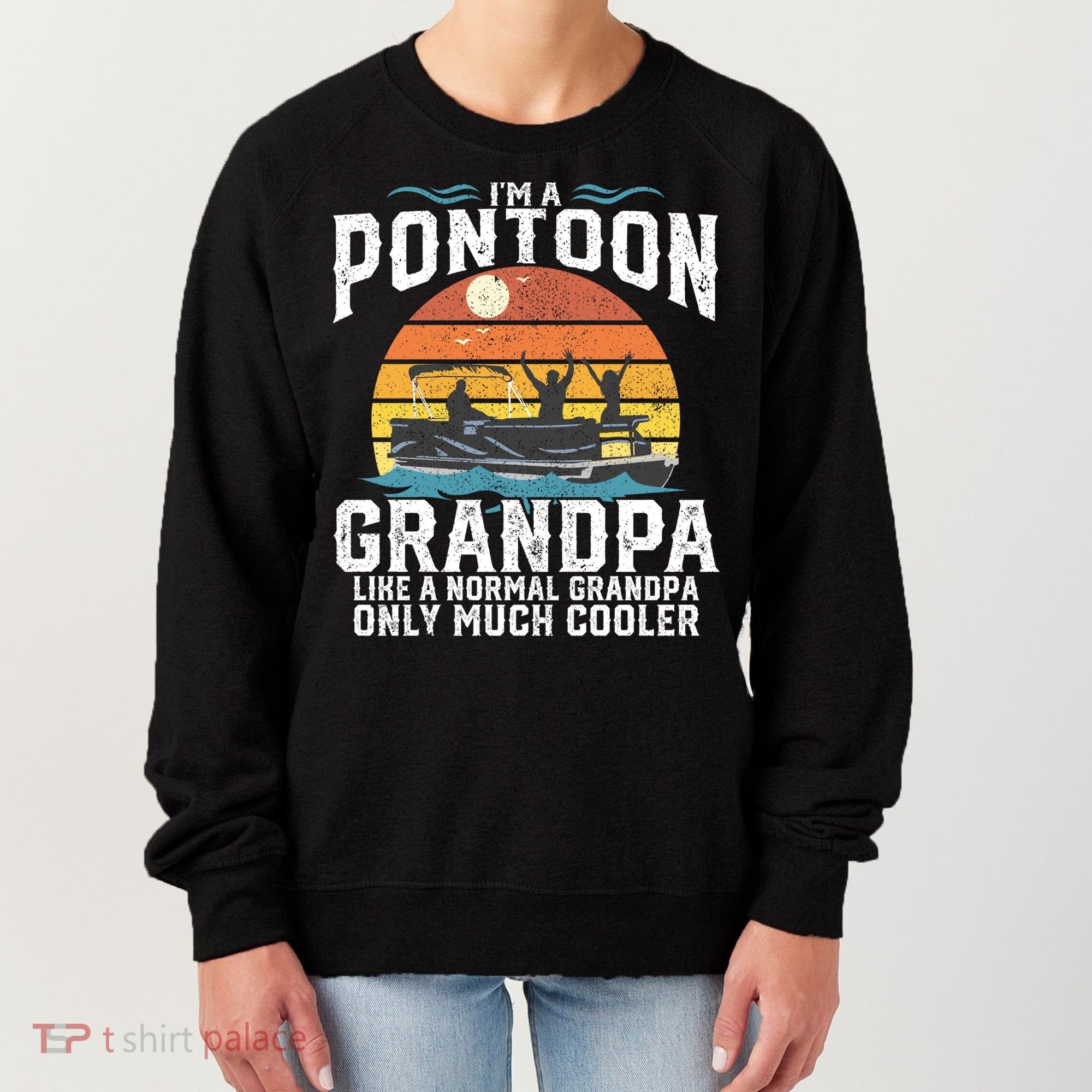 Pontoon Grandpa Captain Retro Funny Boating Fathers Day Gift Women's Sweatshirt
