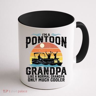 Pontoon Grandpa Captain Retro Funny Boating Fathers Day Gift Coffee Mug back
